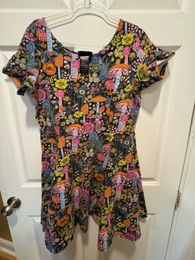 Nooworks Mushroom Print Fit-and-Flare Dress